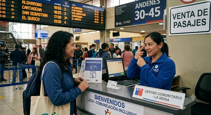 Persona comunicándose en lengua de señas chilena